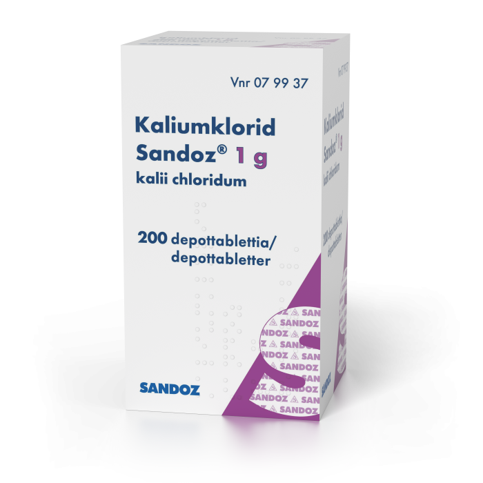 KALIUMKLORID SANDOZ depottabletti 1 g 200 kpl