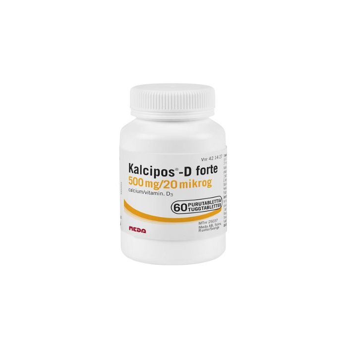 KALCIPOS-D FORTE purutabletti 500 mg/20 mikrog 60 kpl