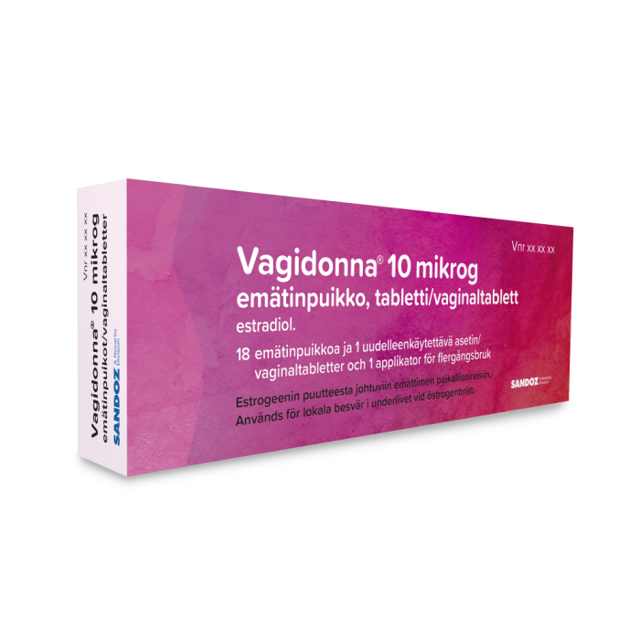VAGIDONNA emätinpuikko, tabletti 10 mikrog 18 fol