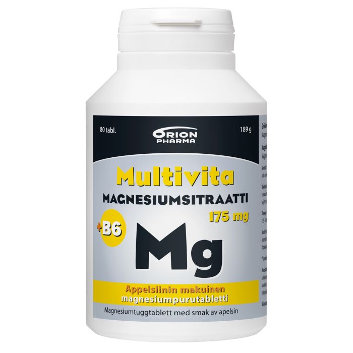 Multivita Magnesiumsitraatti +B6 appelsiini 80 purutabl kuva 2