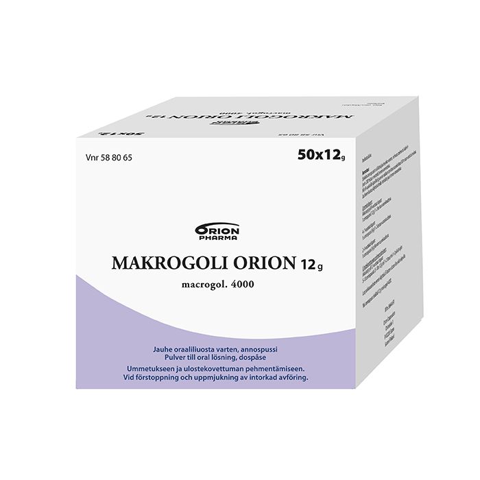 MAKROGOLI ORION jauhe oraaliliuosta varten, annospussi 12 g 50 x 12 g