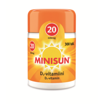 Minisun D-vitamiini 20 mikrog 300 purutabl
