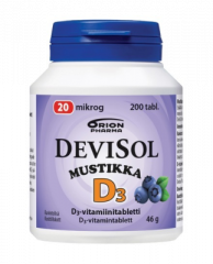 DEVISOL MUSTIKKA 20 MIKROG IMESKELYTABLETTI 200 KPL